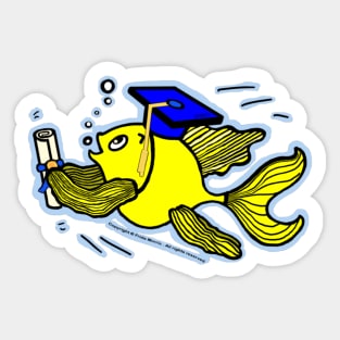 Graduation Fish Sticker